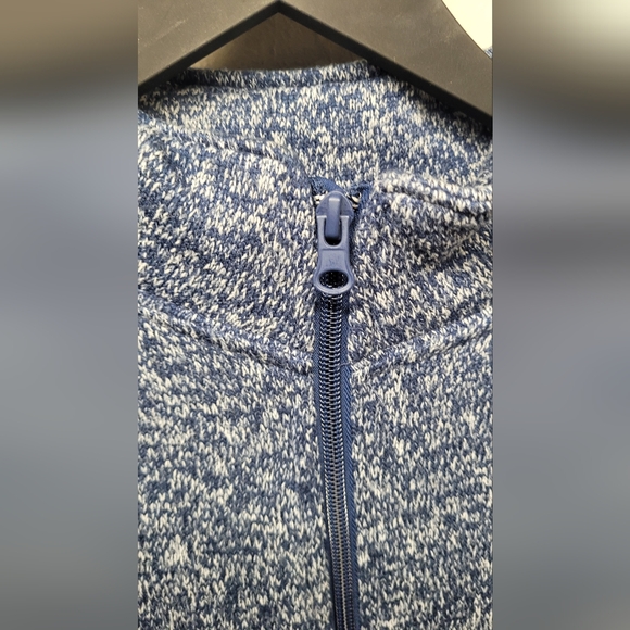Mens Medium old navy fleecy speckled blue zip up sweater - Picture 3 of 7